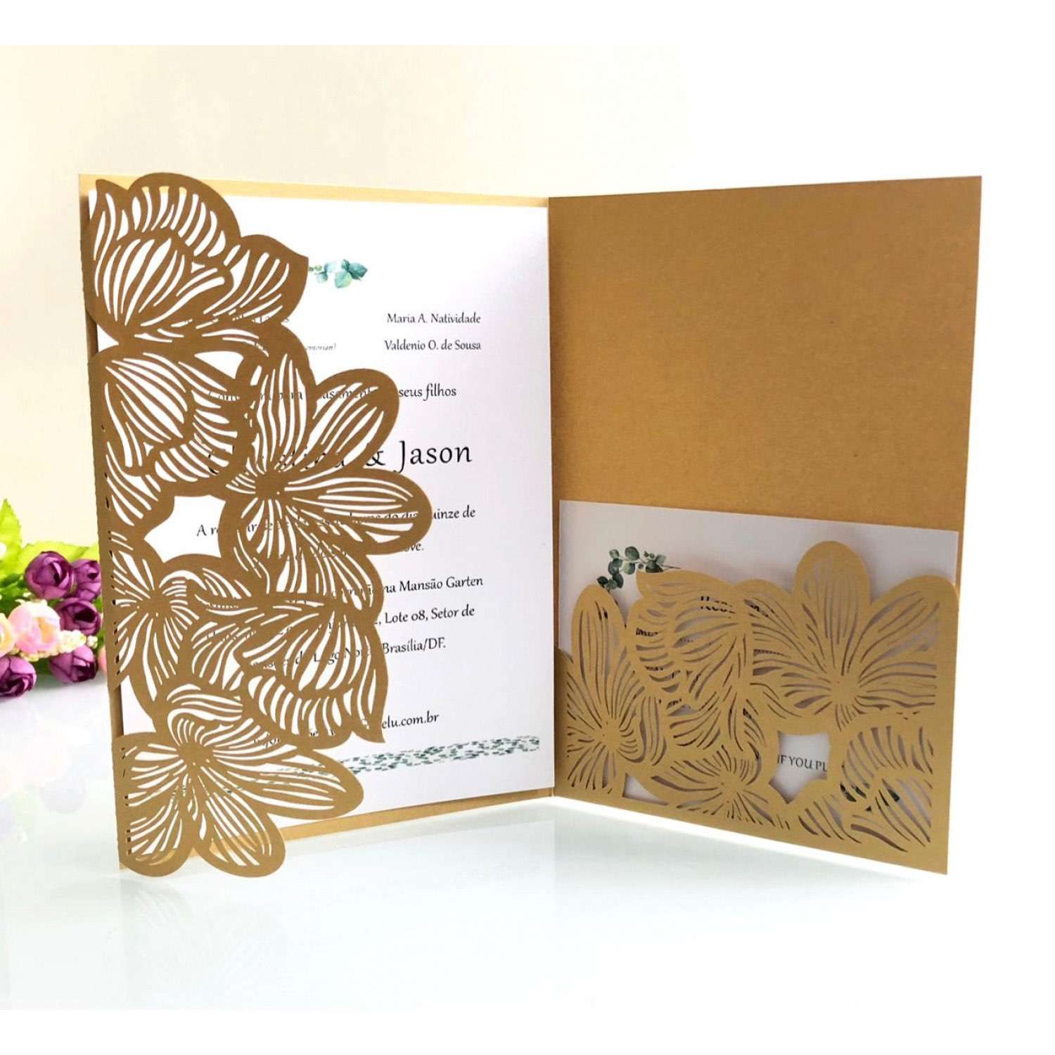 Pocket Invitation Card Thank You Card Golden Business Invitation Card